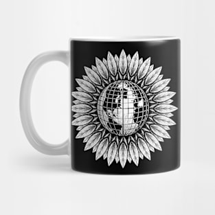 save the earth icon, earth flower vintage hand drawing design Mug